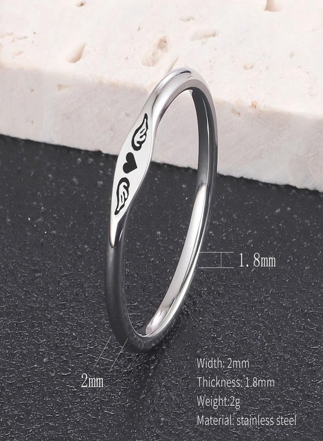 TACBSP For Memorial,Angel Wing Heart Ring,Stainless Steel Tiny Heart With Wings Ring,Missing You Forever Ring,Angel Wings Ring,Sympathy Memorial Jewelry for Loss of Loved One (sliver, 9) - Image 4